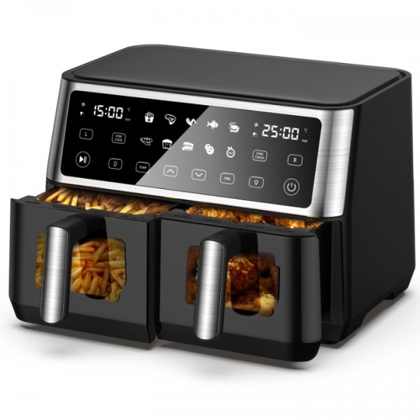 10L dual zone air fryer with viewing window, no oi...